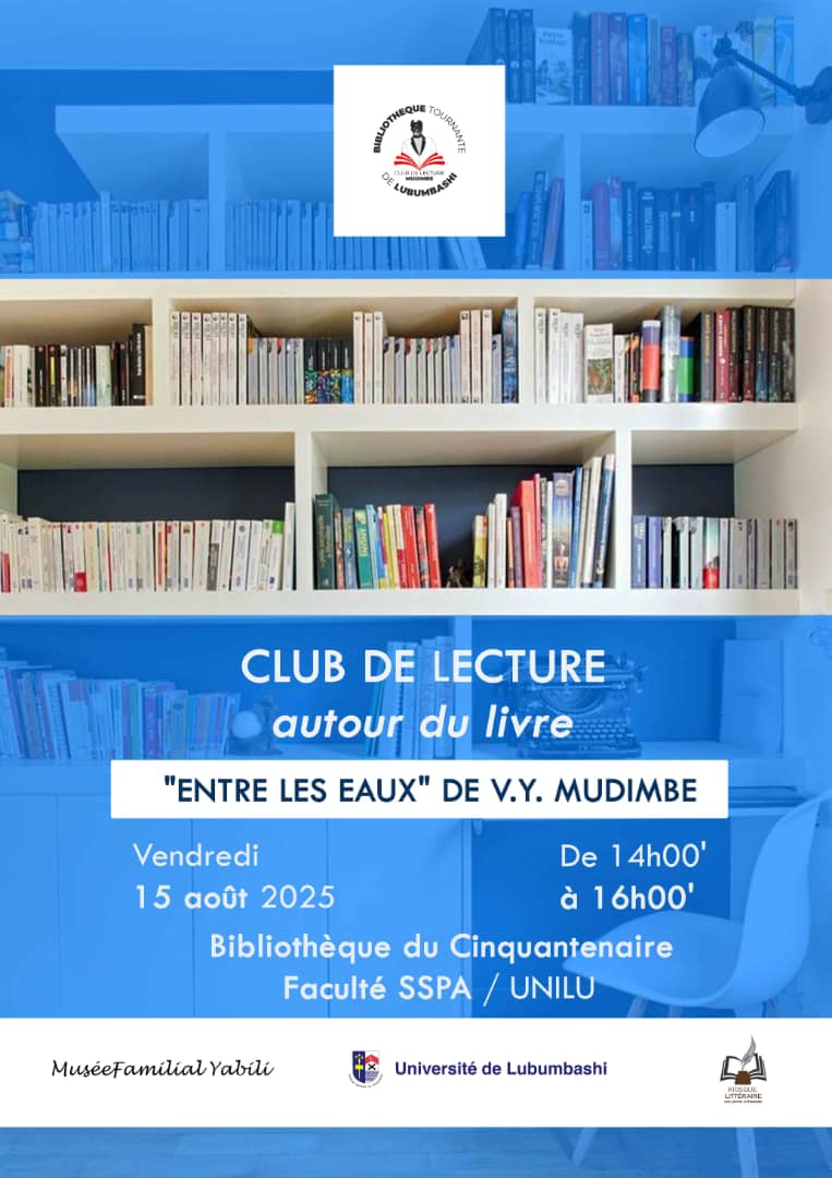 Image principale du post intitulé Club de lecture à Lubumbashi : autour de Entre les eaux de V.Y. Mudimbe