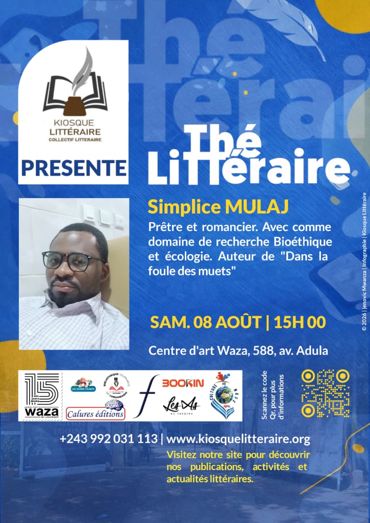 Lubumbashi : le Kiosque Littéraire reçoit l'écrivain Simplice Mulaj au Centre d'Art Waza